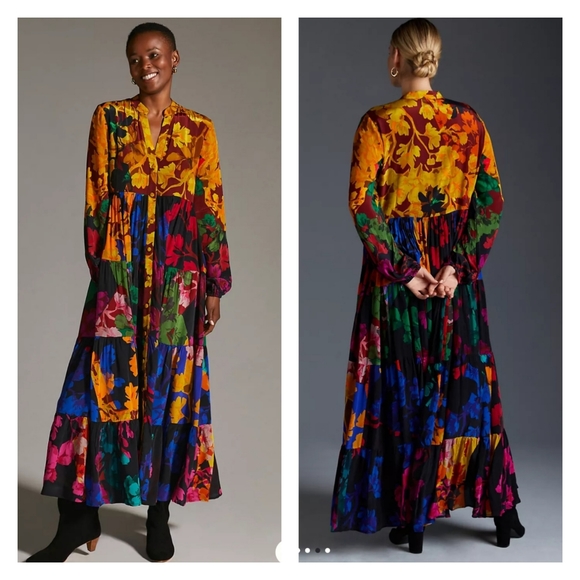 siddhartha bansal button front maxi dress Mixed Print Button Front Maxi Dress